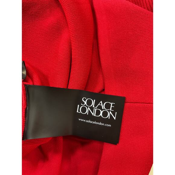 Solace London 'Mori' Red Viscose Midi Dress Size L - Picture 4 of 5